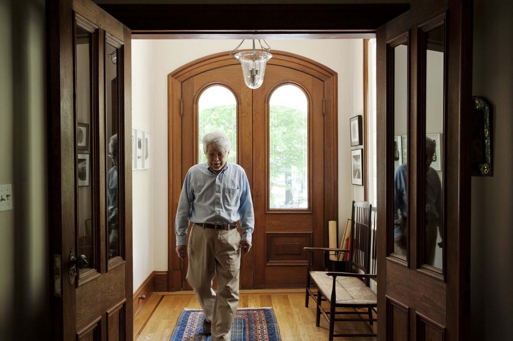 Ihara in the doorway to his home. Photograph by Emily Andrews. 