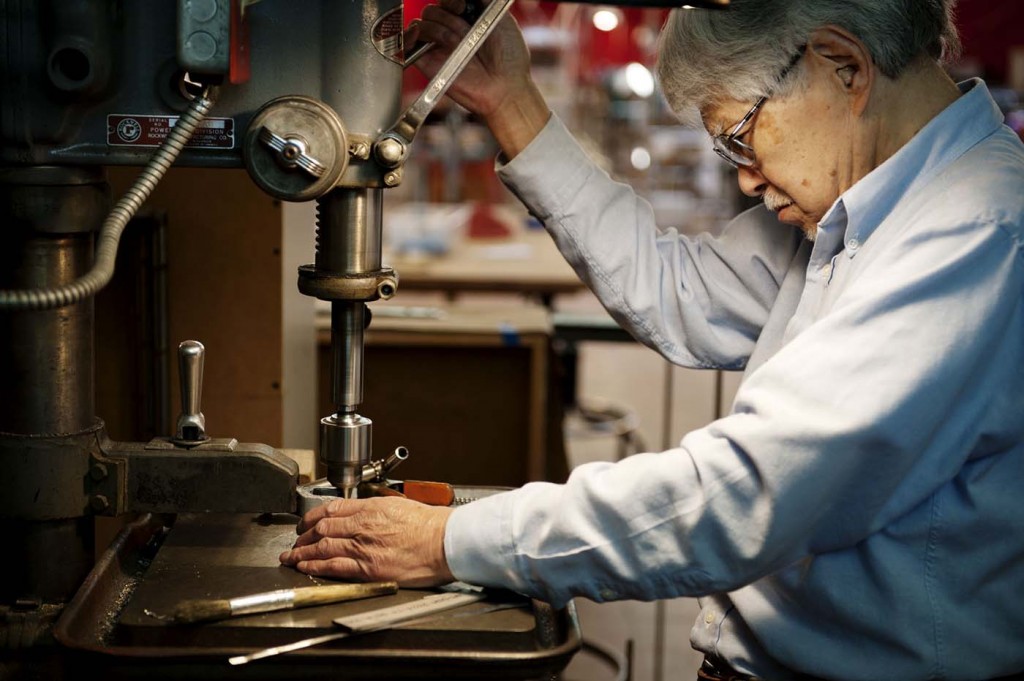 Ihara at work in his studio. Photograph by Emily Andrews. 