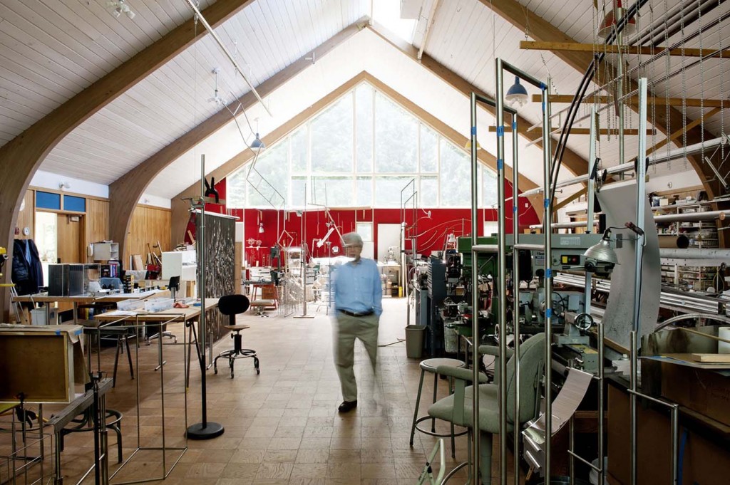 Michio Ihara in his studio, which was once a school gymnasium. Photograph by Emily Andrews. 