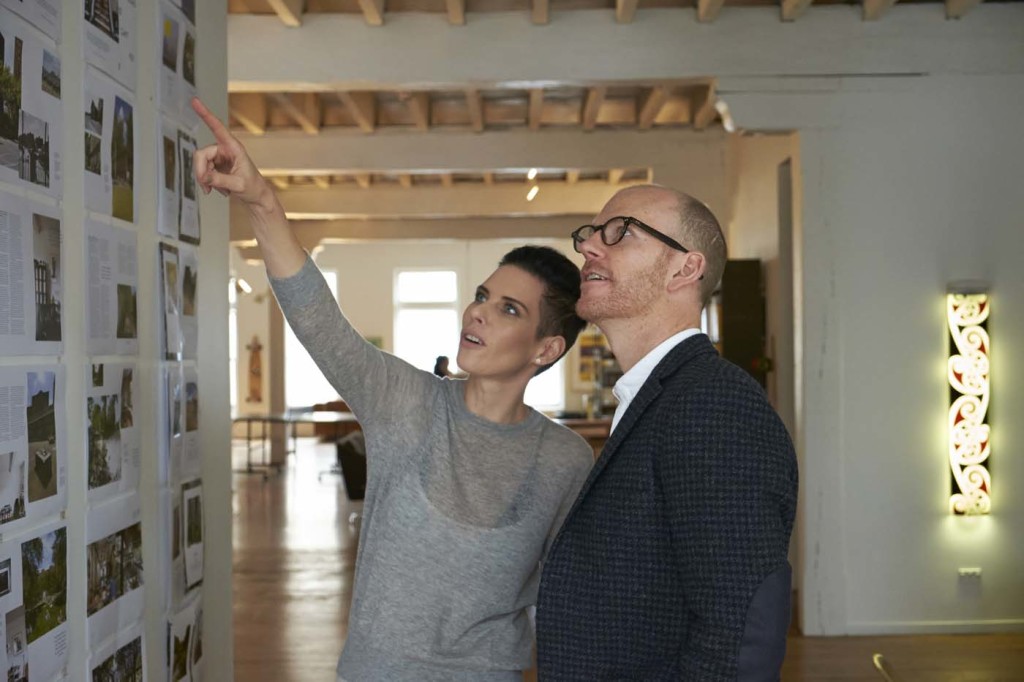 Karen Walker and HOME editor Jeremy Hansen review layouts for our special 'Global Villages' issue, guest-edited by Karen. Photograph by Mark Smith.