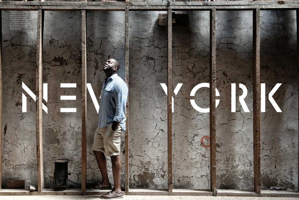 Tracey Ryans in the old barn on his property in upstate New York, photographed by Emily Andrews.