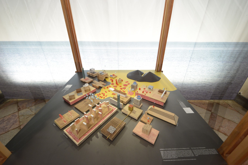 Models of proposed development at Auckland's North Wharf by Frances Cooper, an international award-winning graduate of the University of Auckland architecture school, were also part of the New Zealand exhibition. Photograph by John Gollings. 