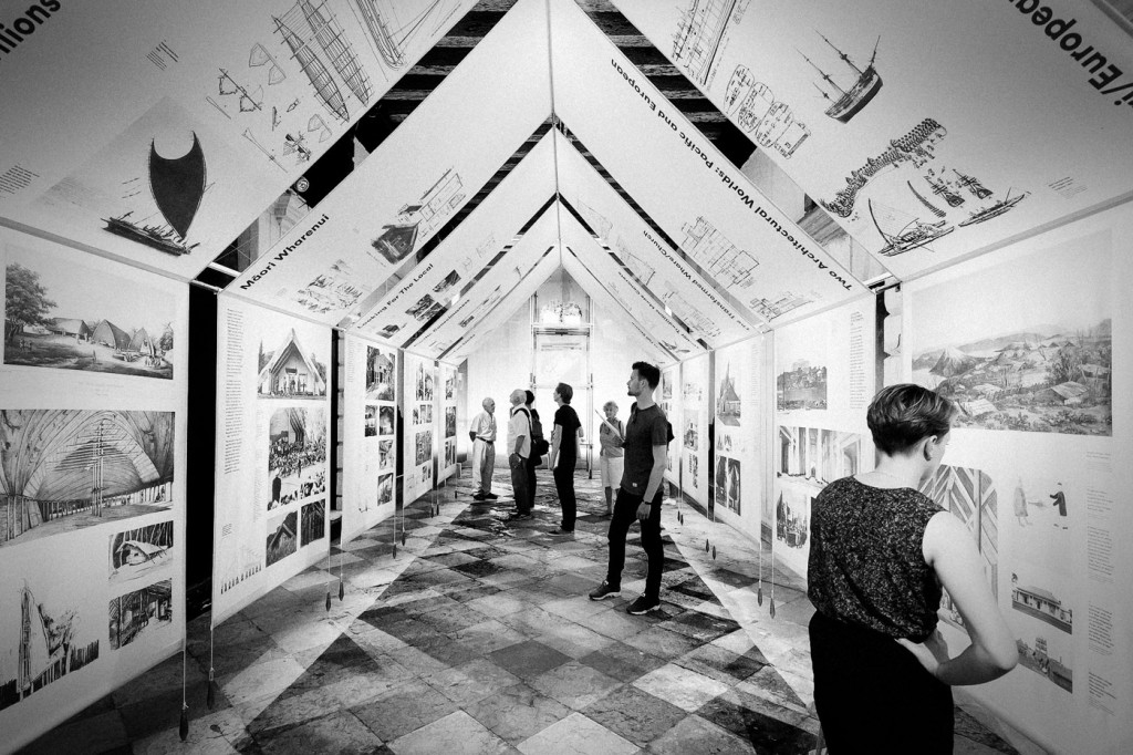 Visitors inside the New Zealand exhibition. Photograph by Alexander Mayes. 