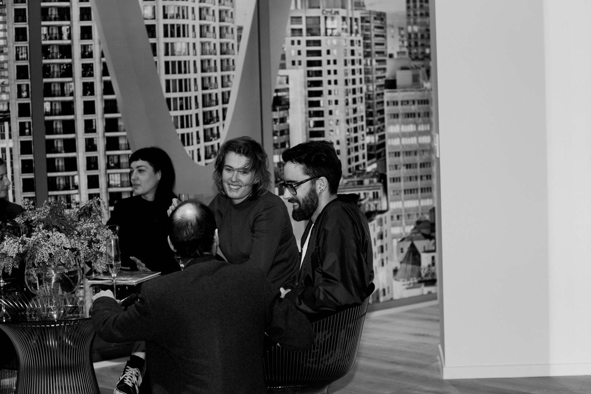 Guests enjoy the presentation in the full-size mockup of one of The International's conservatory areas. 