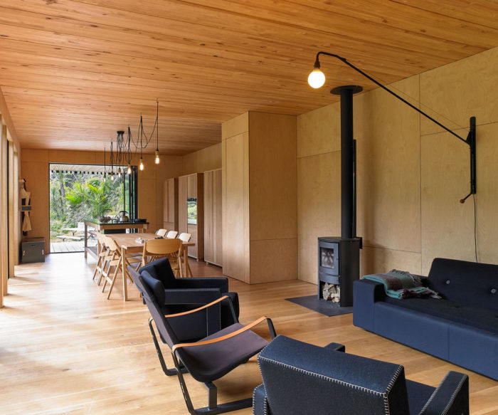 This hillside home makes a strong case for an all wood interior