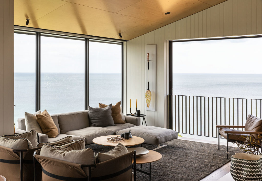 The view of the sea through the lounge windows 