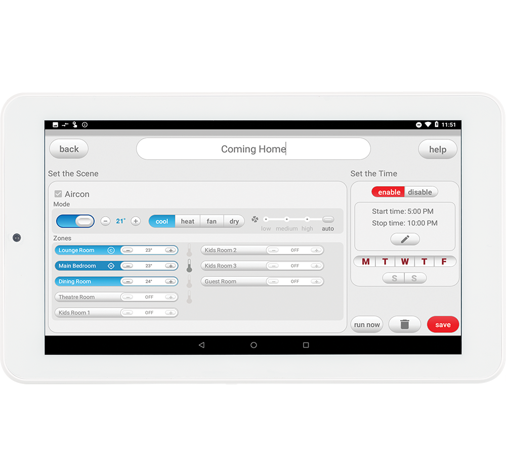 TOUCH PAD ON WALL FACING_HORIZONTAL COOLING ZONES_2 TOUCH PAD ON WALL FACING_HORIZONTAL COOLING ZONES_2